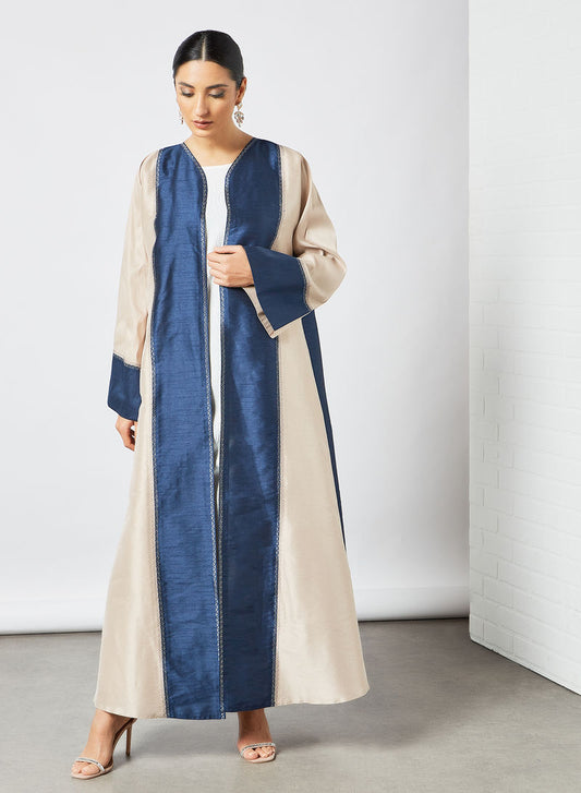 Bsi3500-Embroidered bisht style dual shaded abaya with inner