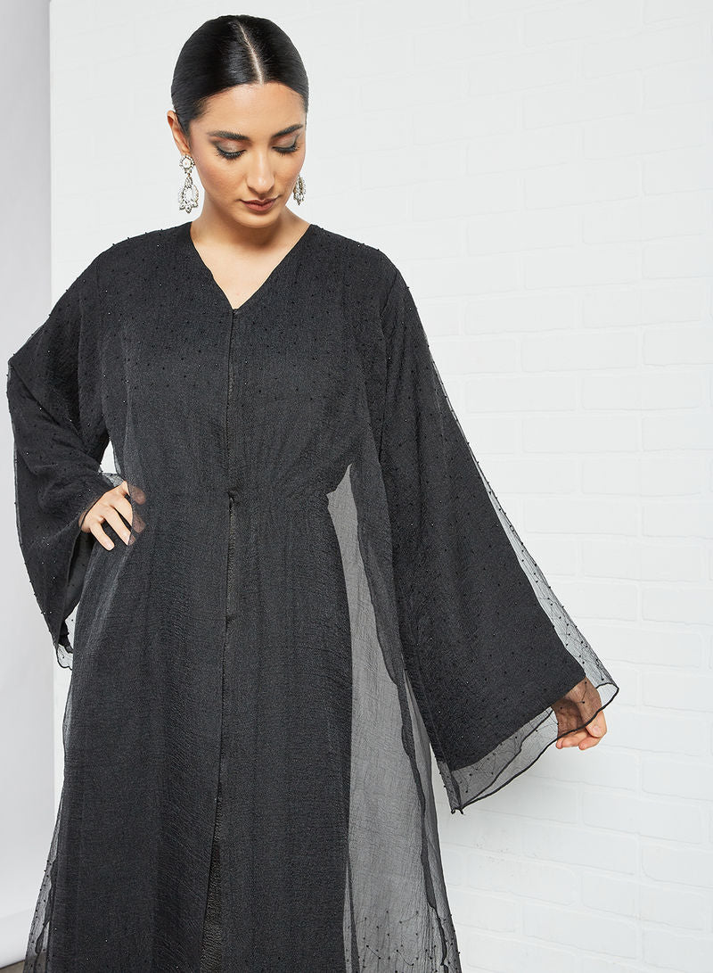 Delicate Hand-Embellished Umbrella Style Abaya with Adjustable Drawstring | Bsi3541