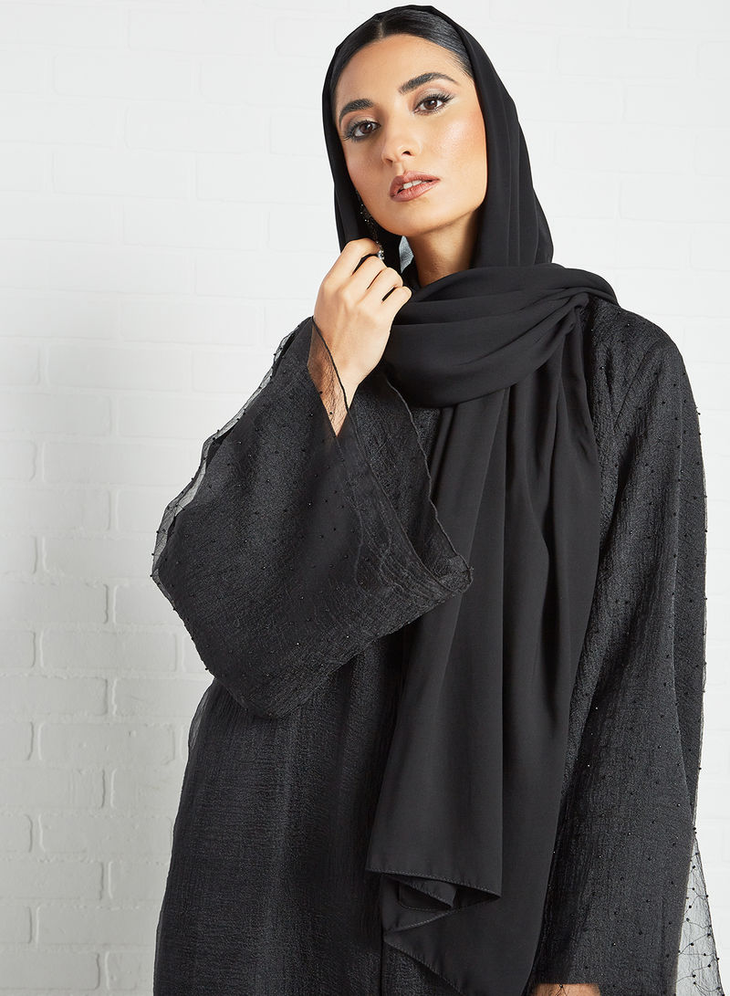 Delicate Hand-Embellished Umbrella Style Abaya with Adjustable Drawstring | Bsi3541