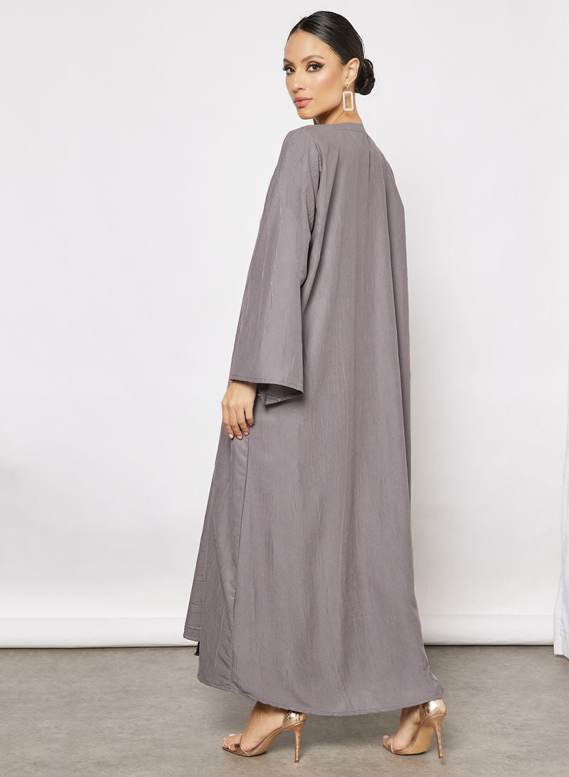 Bsi3669-A modern look bisht abaya with pleated inner and drawstring beads embellished skirt | 4 pieces abaya set